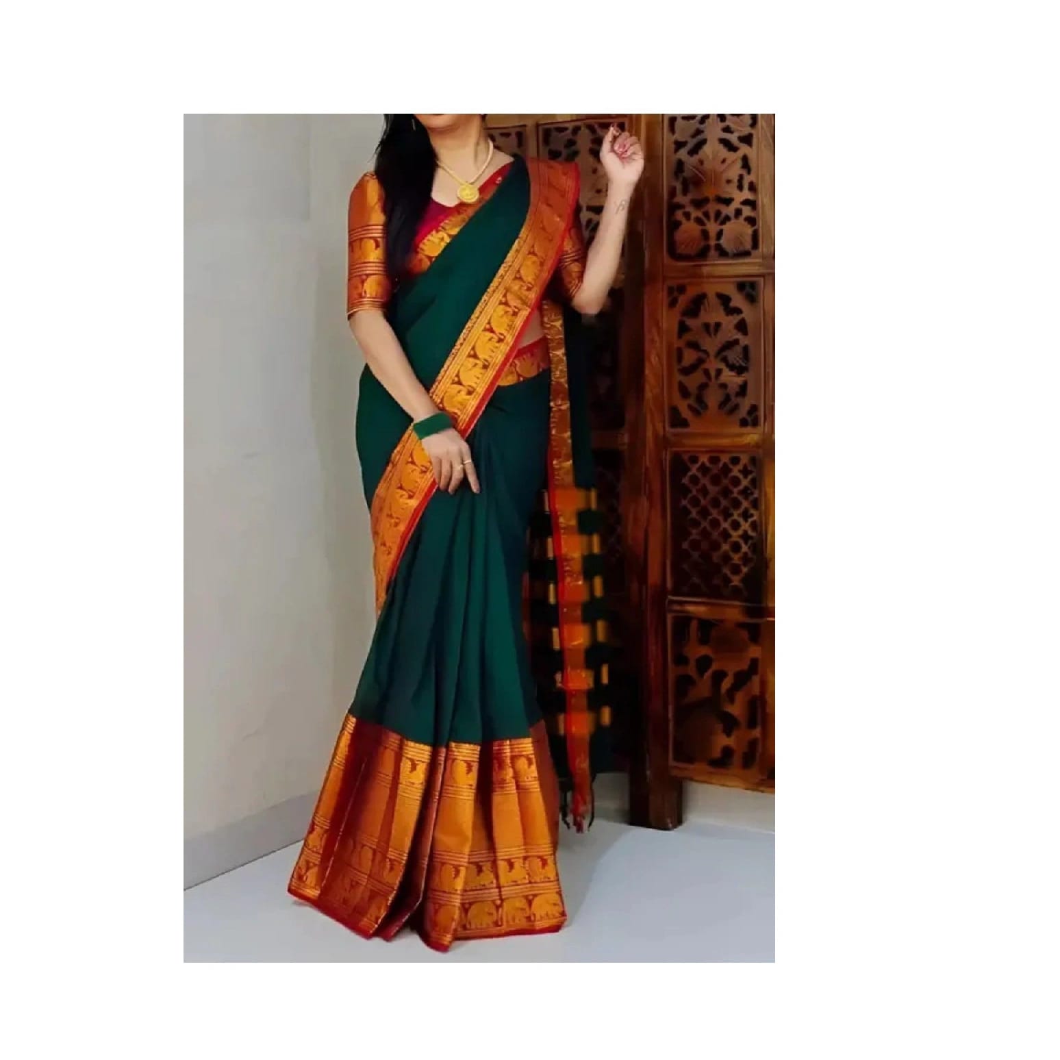 Pthani Cotton Silk Saree With Blouse Women'S Traditional Indian Dress In Assorted Colors - image 1