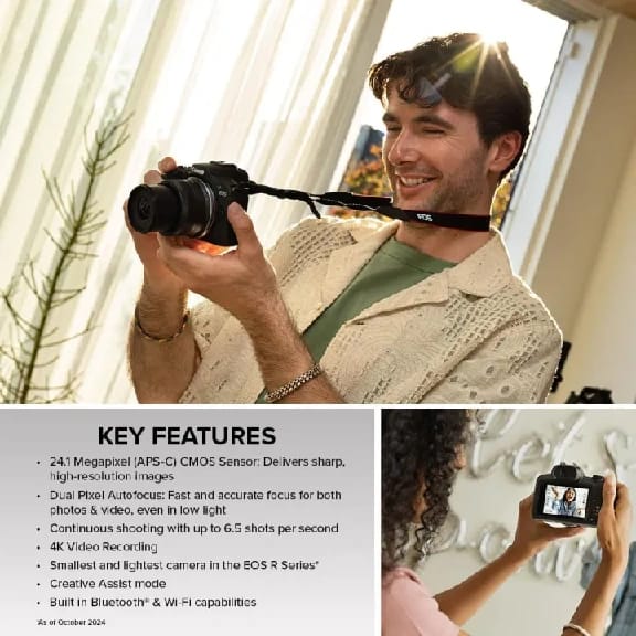 Canon EOS R100 Mirrorless Camera RF-S18-45mm F4.5-6.3 Is STM Lens Kit, 24.1 Megapixel CMOS (APS-C) Sensor, 4K Video, RF Mount, Black ( 16 GB Card + BAG Include ) - image 5