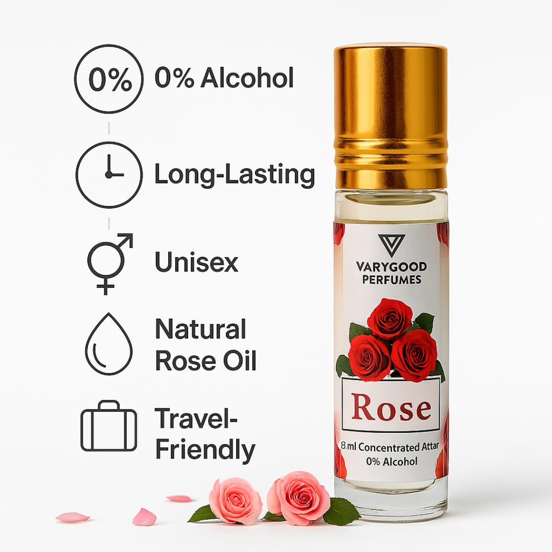 VaryGood Rose Attar Roll On - 8ml Alcohol-Free Long Lasting Concentrated Perfume For Men & Women | Natural Rose Fragrance - image 4
