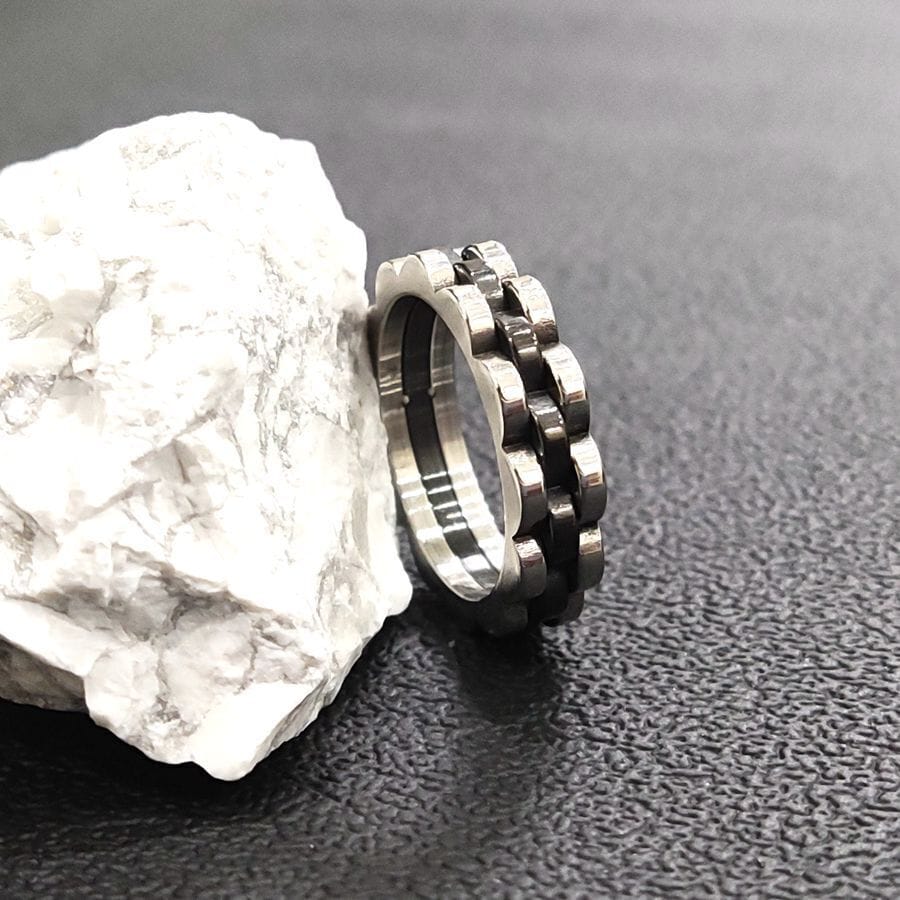 VaryGood Gear Cogs Pattern Stainless Finger Ring For Men - image 2