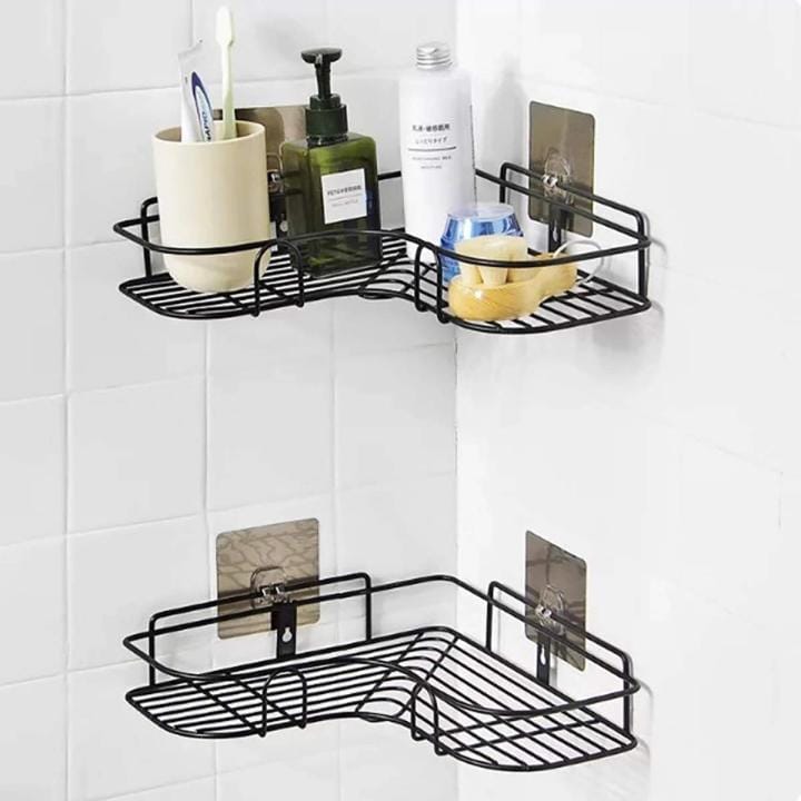 Triangular Adhesive Metal Bathroom Corner Rack Storage Shelves, Stainless Steel Bathroom Corner Shelf Organizer Storage - image 1