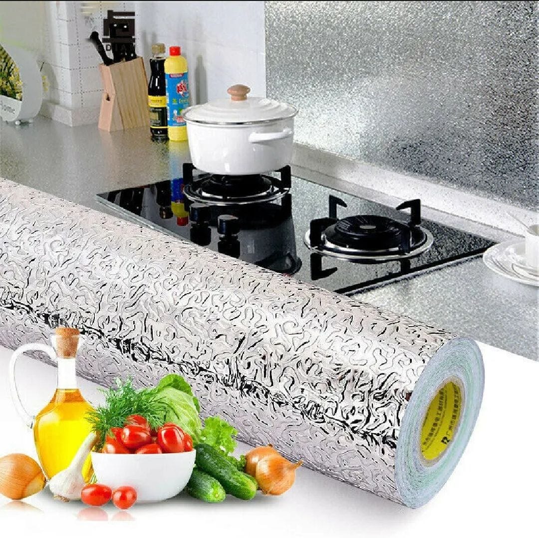 300CM*60CM Golden And Silver And Green And Braun Kitchen Oil-Proof Waterproof Aluminum Foil High Temperature Wall Stickers Stove Cabinet Film Self Adhesive Wall Sticker Protection Stickers - image 4