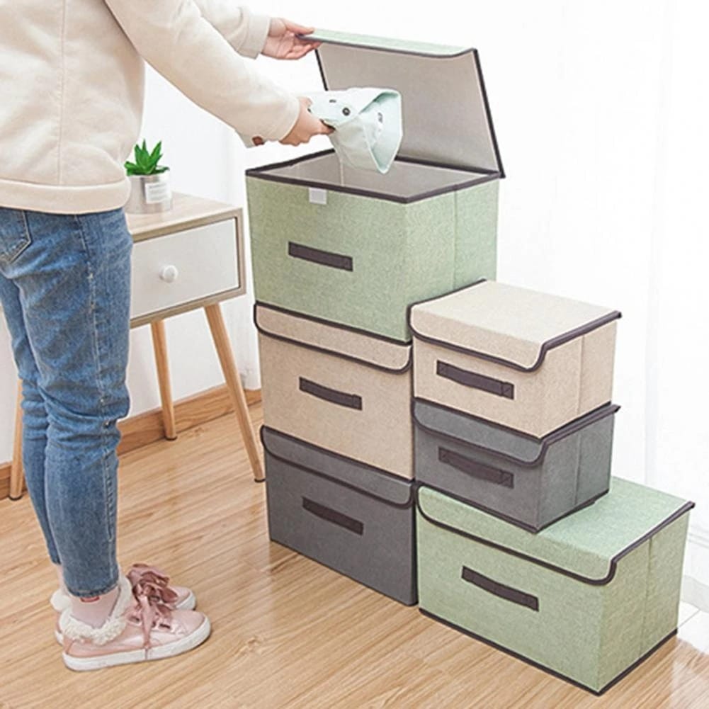 2 Piece Set Multifunctional Foldable Basket and Storage Clothes Space Saving Organizer for Toys, Accessories, Books, Shoes, Clothe - image 1