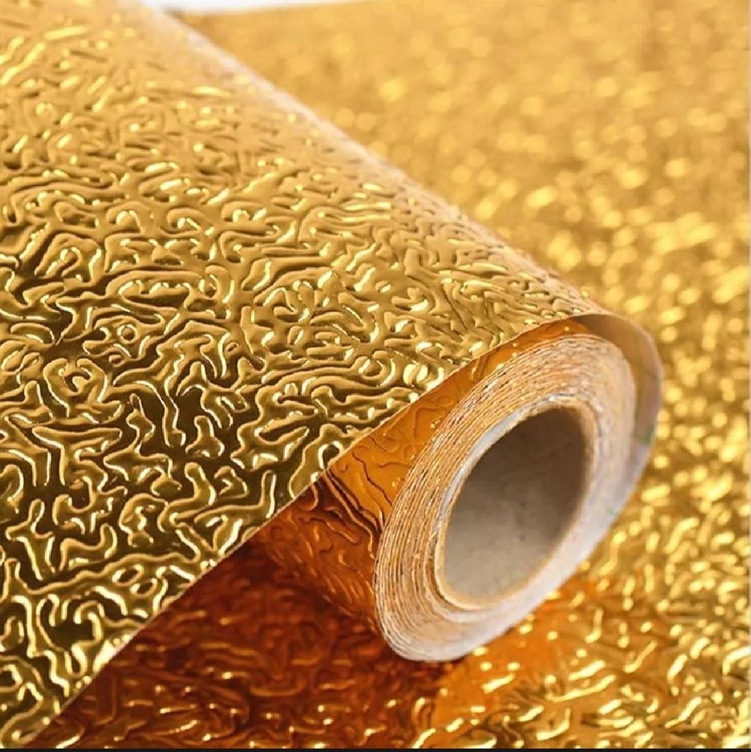300CM*60CM Golden And Silver And Green And Braun Kitchen Oil-Proof Waterproof Aluminum Foil High Temperature Wall Stickers Stove Cabinet Film Self Adhesive Wall Sticker Protection Stickers - image 3