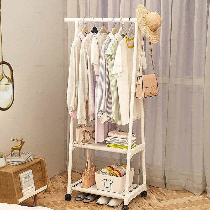 Lightweight Triangle Simple Clothes Hanger Stand Storage Rack Coat Rack With Wheels - image 3