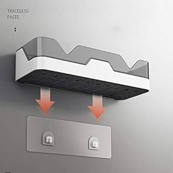 Plastic Self Adhesive Bathroom Shelf Storage Organizer No Drilling Shower Shelf Kitchen Storage Basket Rack Shelves Punch-Free Bathing Fitted Bathroom Plastic Wall Mount Storage Box - 1pc - image 3