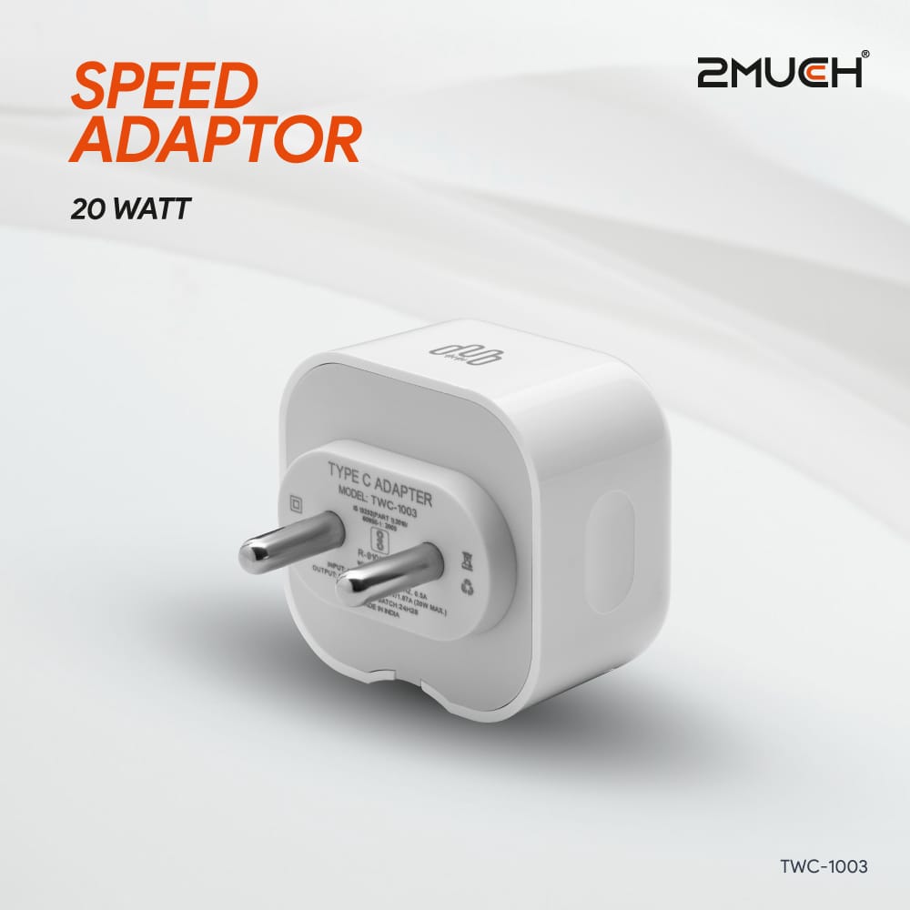2MUCH SPEED 20WATT ADAPTOR TWC-1003 – 20WATT ADAPTOR – 20W PD/PPS Fast Charging With A Type-C Port For I-Phone, Android, And Samsung. - image 3
