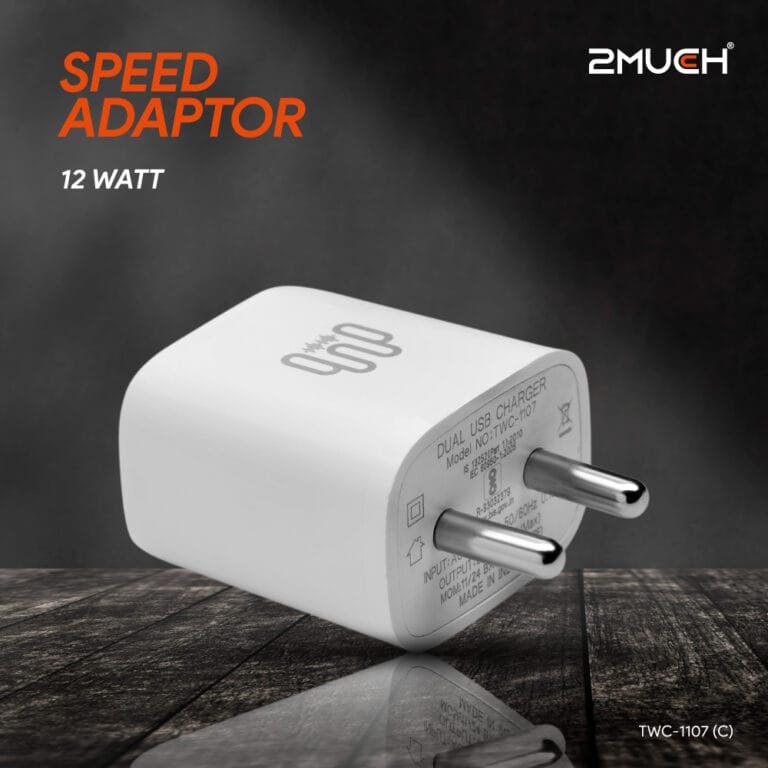 2MUCH SPEED 12 WATT CHARGER TWC – 1107 (C) – Dual USB Ports And USB To Type-C Cable For 12W Fast Charging. - image 2