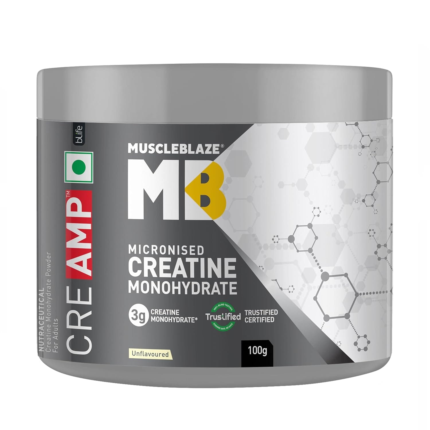 MuscleBlaze Creatine Monohydrate 100g 32 Servings with CREAMP Micronized Powder for Muscle Building - image 1