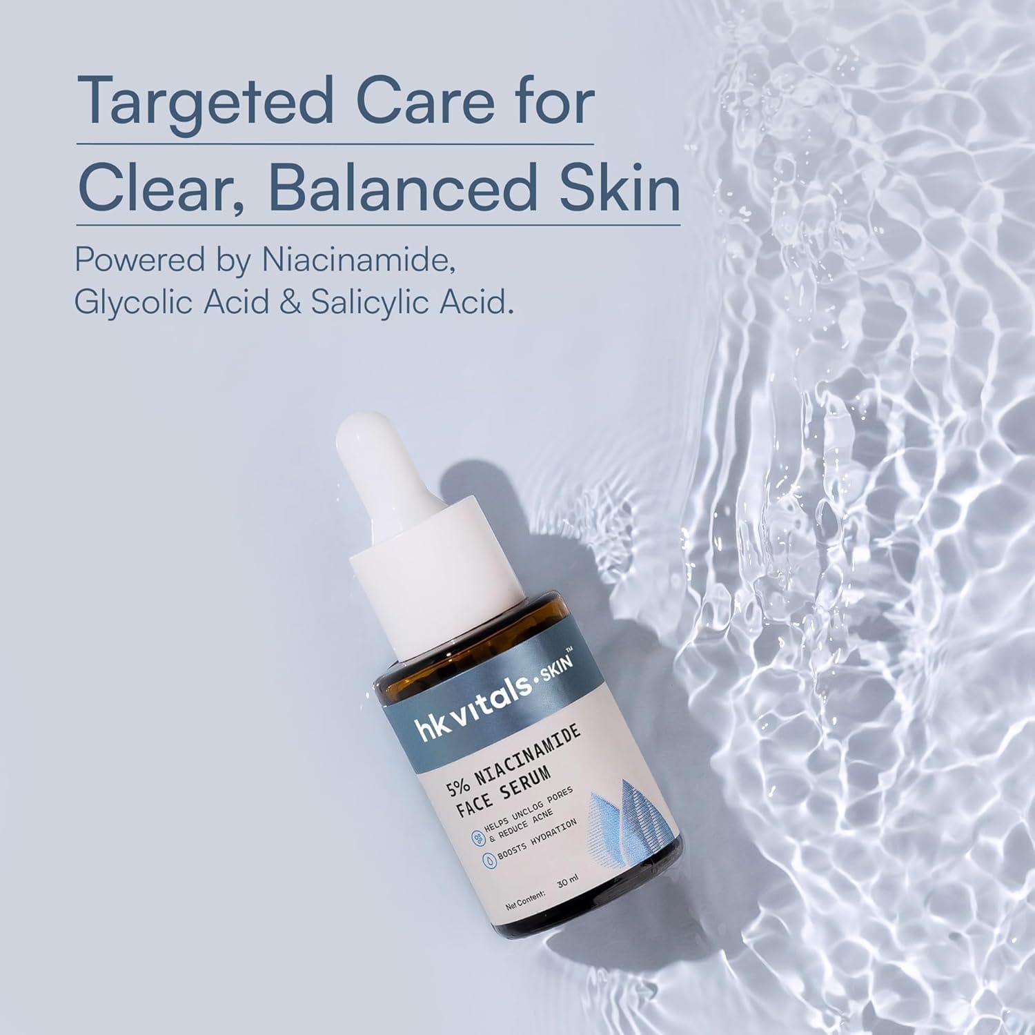 HK Vitals 5% Niacinamide Face Serum (30ml) | With Glycolic Acid & 1% Salicylic Acid | Unclogs Pores, Boosts Skin Hydration, Reduces Acne - image 4