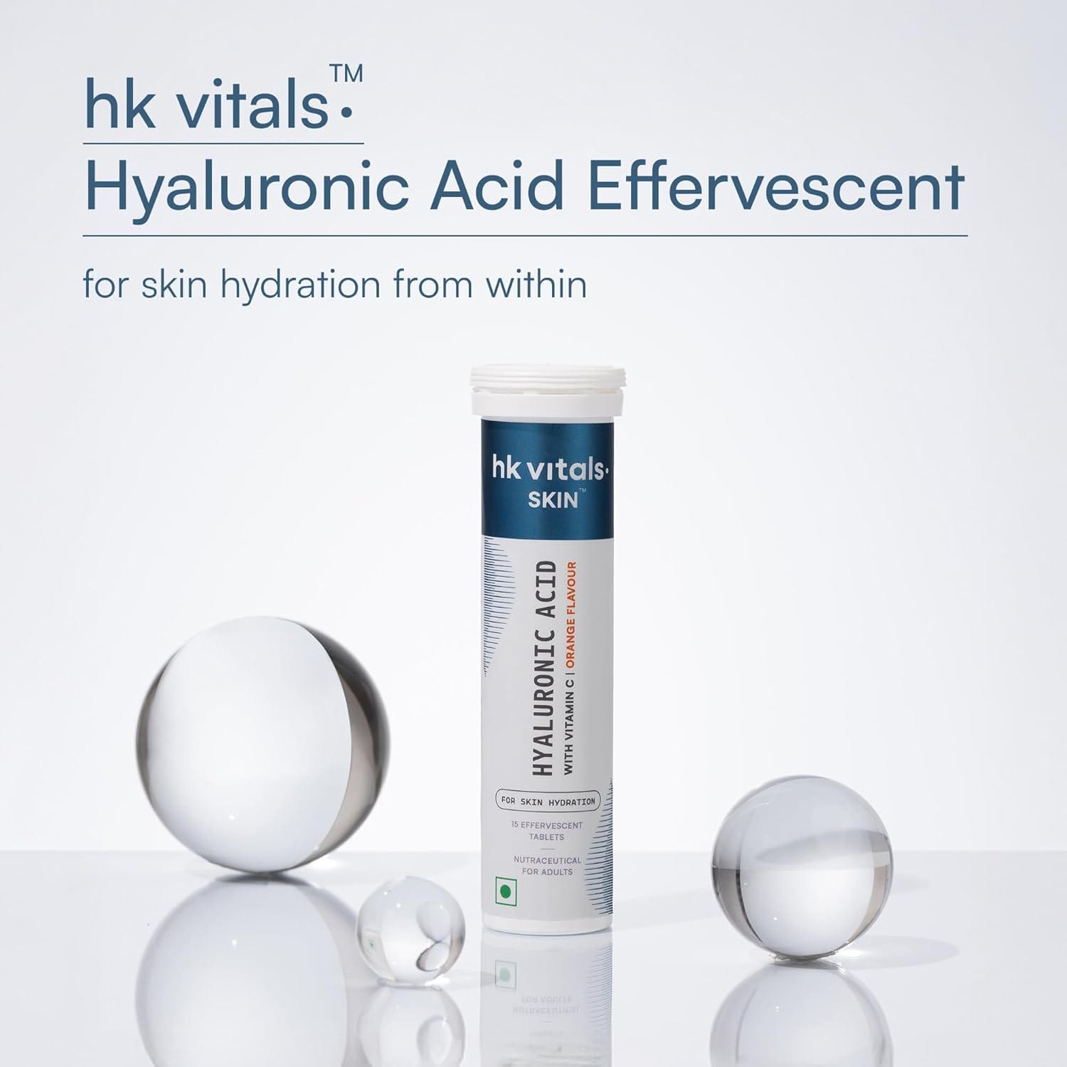 HK VITALS Hyaluronic Acid 500mg Effervescent Tablets Orange Flavor with Vitamin C Supports Skin Hydration Glow & Collagen Synthesis - image 3