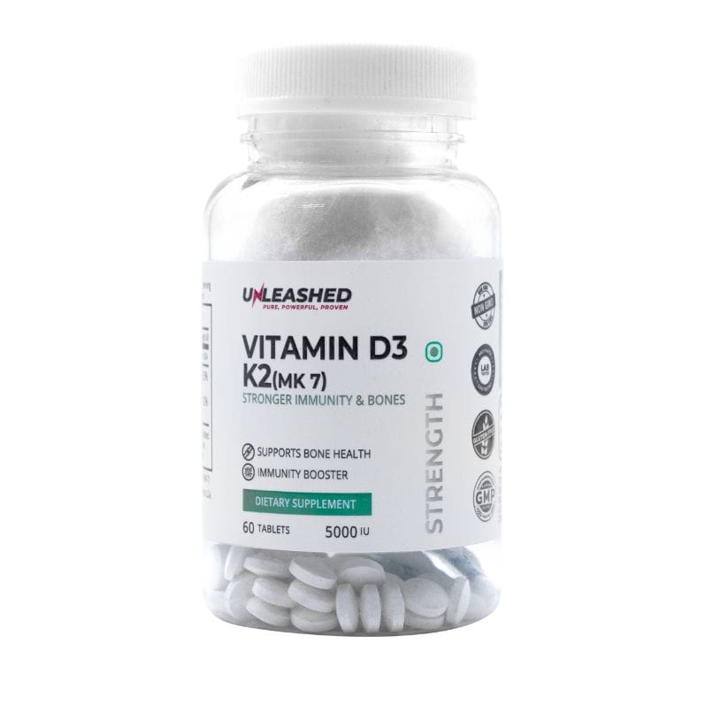 MB Unleashed Vitamin D3 5000IU + K2 55mcg (MK7) 60 capsules for Strong Bones, Immunity & Heart Health - image 1