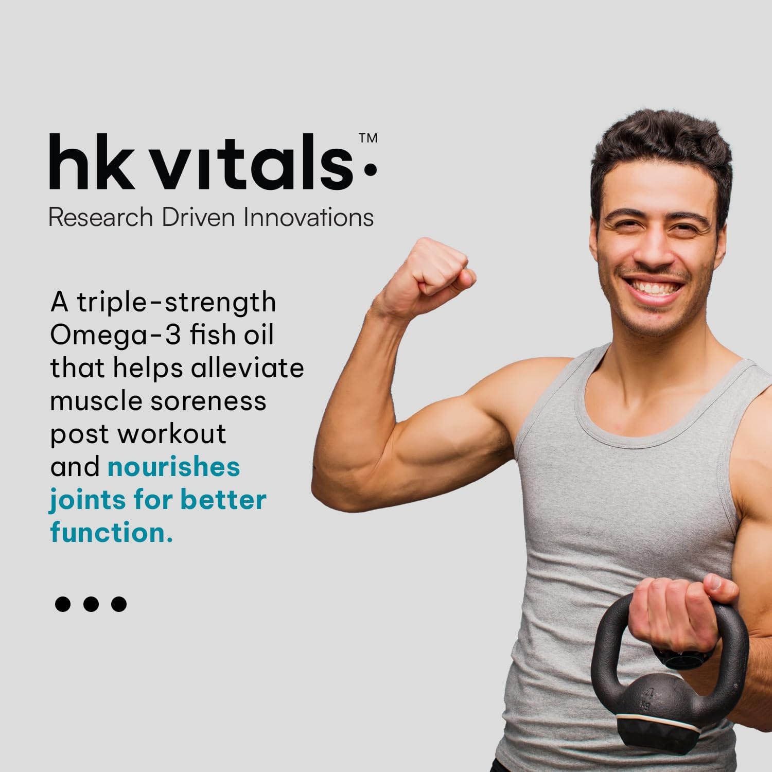 HK Vitals Triple Strength Omega 3 Fish Oil Supplement 60 Capsules for Men and Women with 525mg EPA & 375mg DHA for Healthy Heart & Joints - image 3