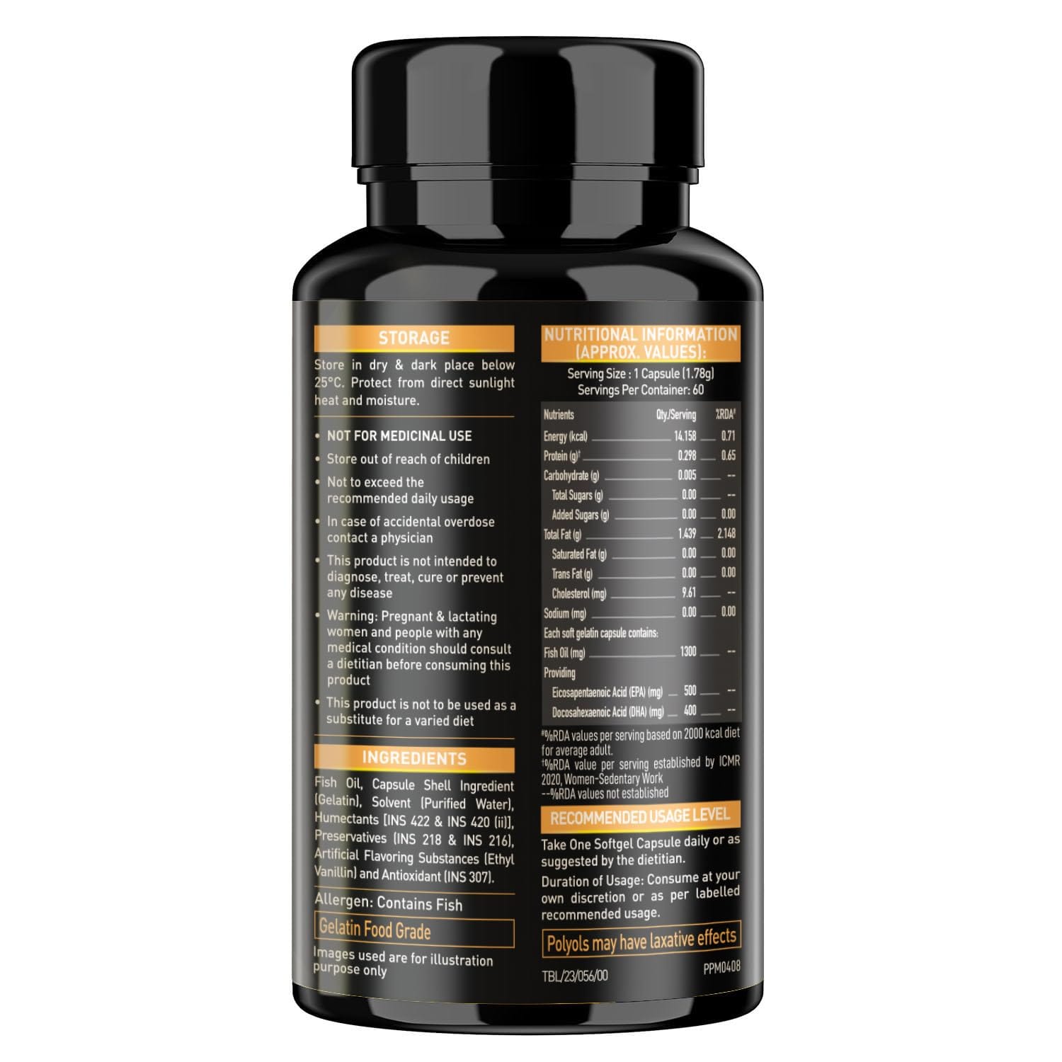 MuscleBlaze Omega 3 Fish Oil Gold 1300mg 60 Capsules with 3x Triple Strength Formula 500mg EPA & 400mg DHA - image 5