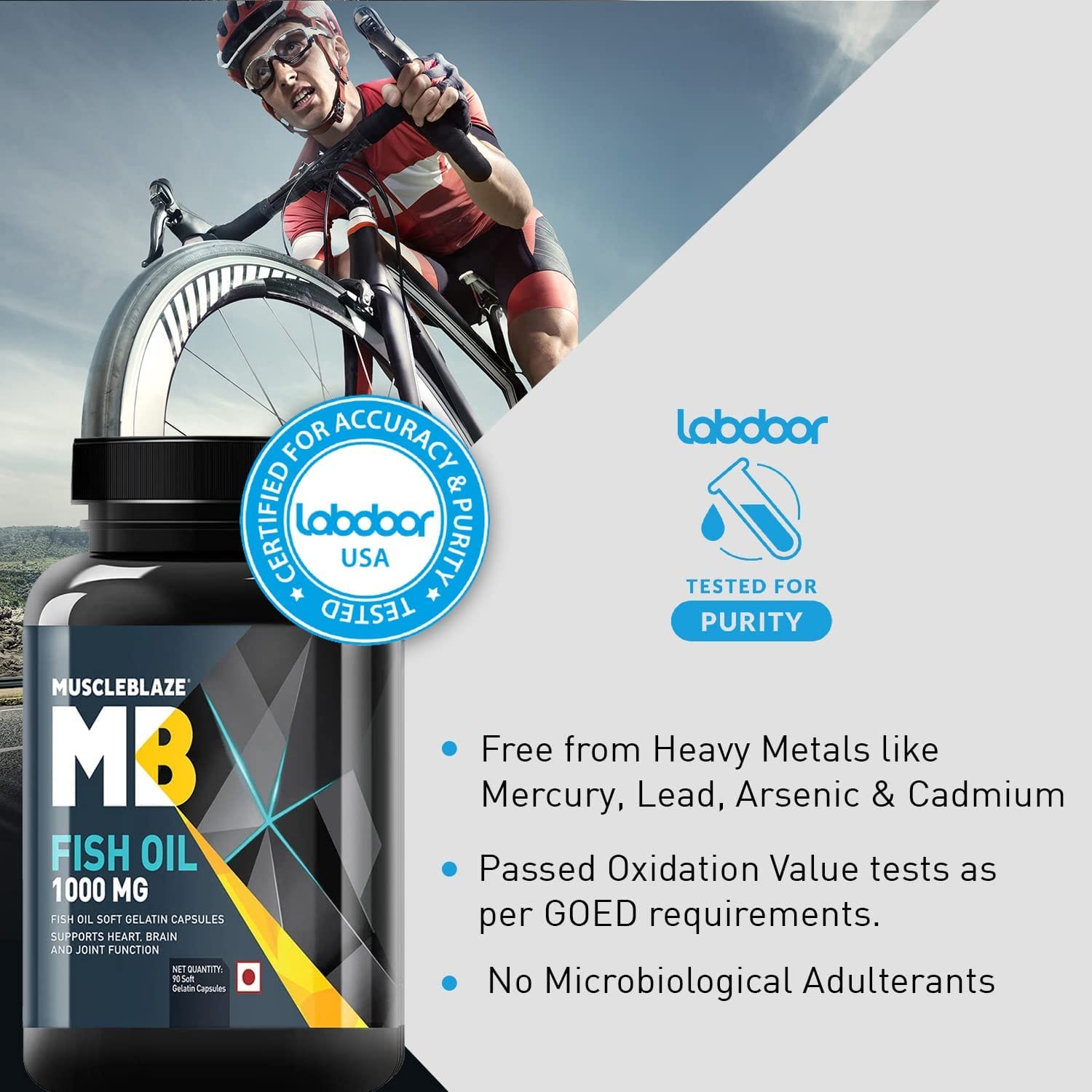 MuscleBlaze Fish Oil Omega 3 1000mg 180 Capsules with 300mg EPA DHA Labdoor USA Certified - image 2