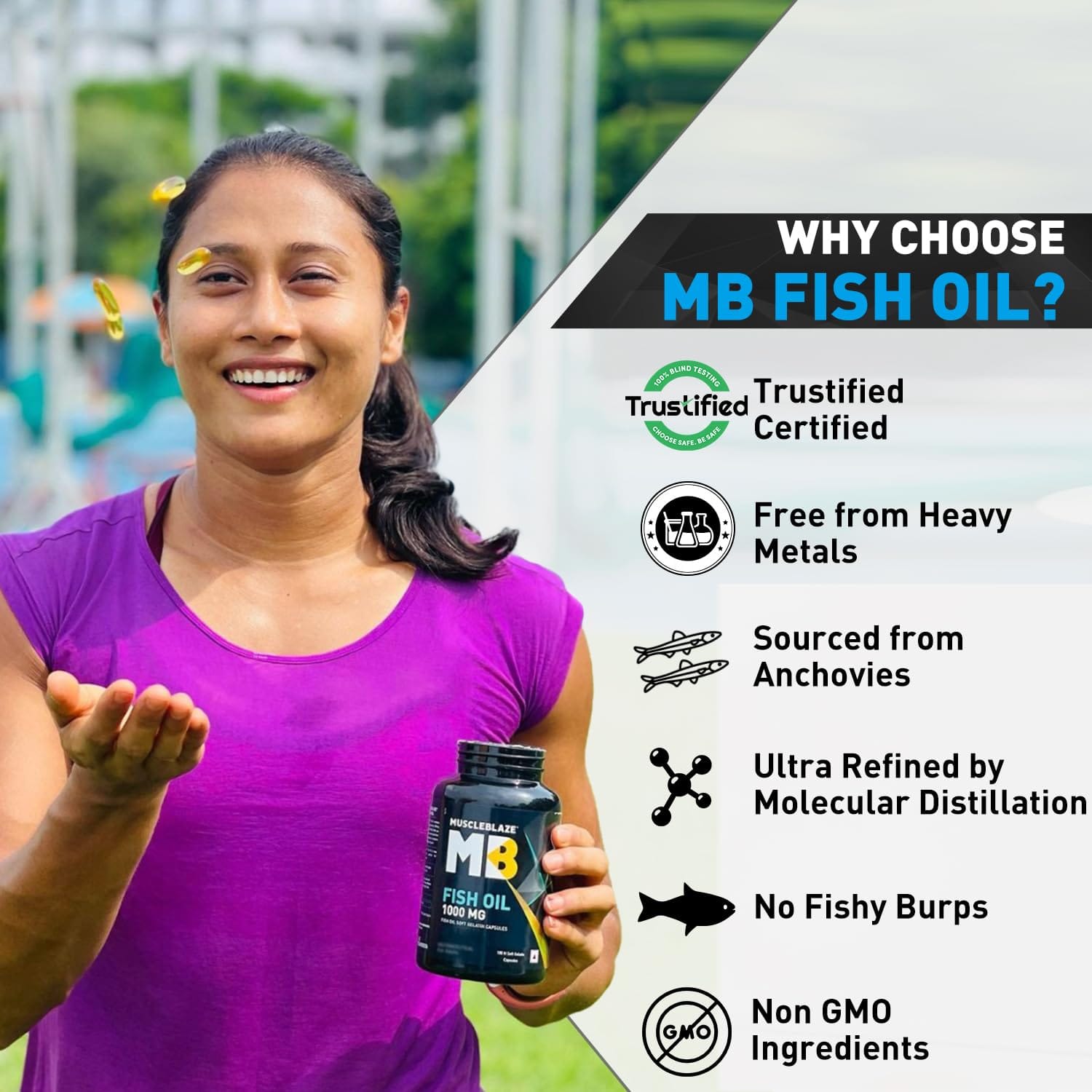 MuscleBlaze Fish Oil Omega 3 1000mg 180 Capsules with 300mg EPA DHA Labdoor USA Certified - image 4