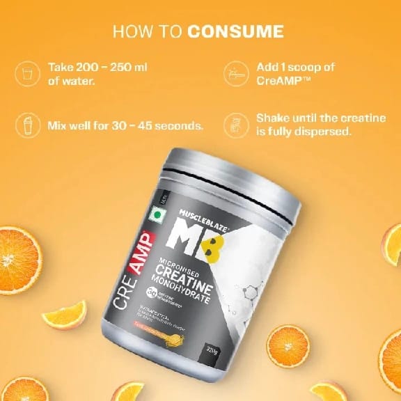 MuscleBlaze Creatine Monohydrate 320 Grams Orange Flavor With CREAMP Micronized Powder For Muscle Building - image 2