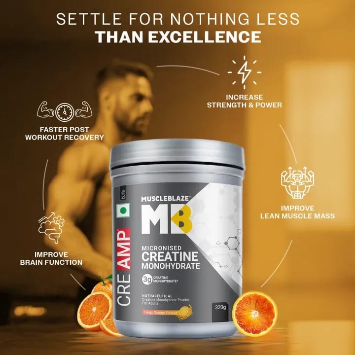 MuscleBlaze Creatine Monohydrate 320 Grams Orange Flavor With CREAMP Micronized Powder For Muscle Building - image 5