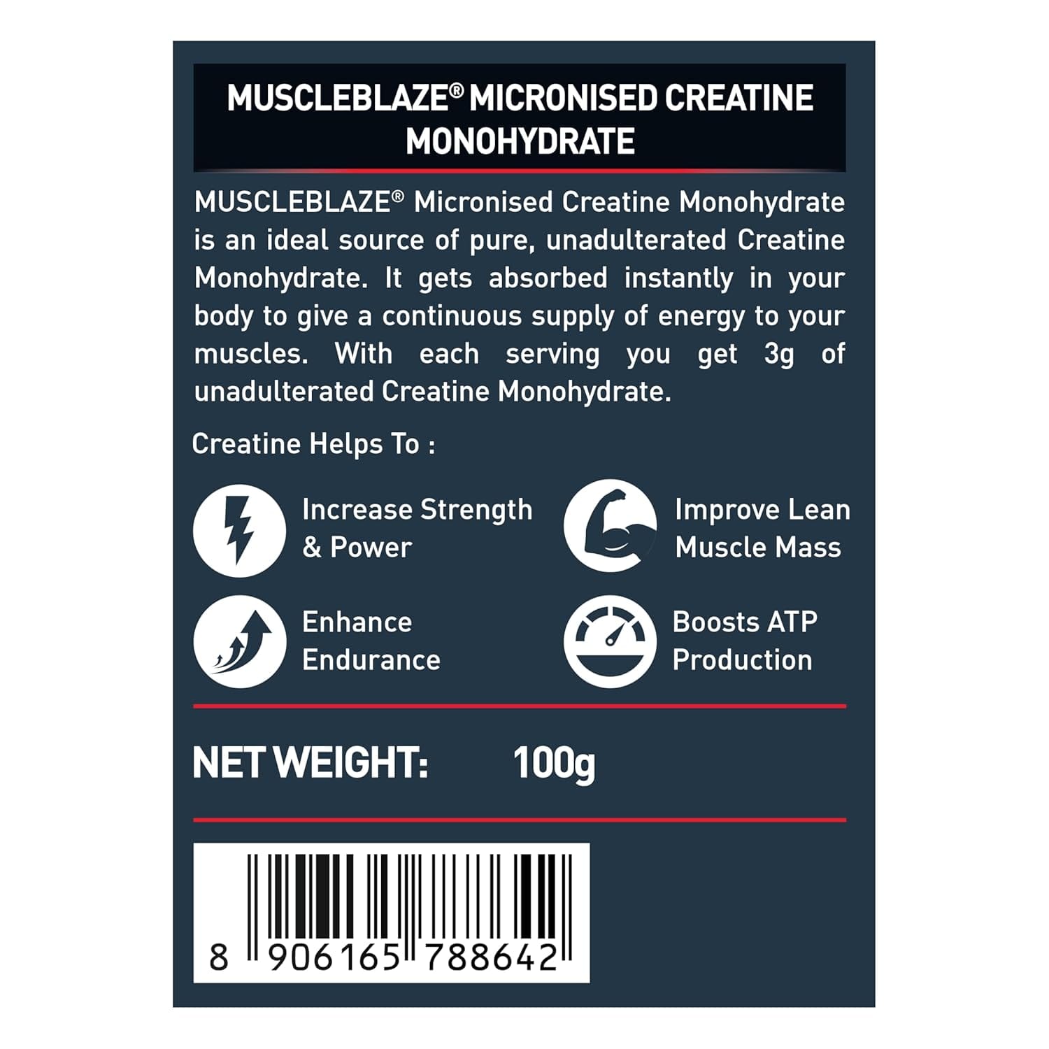MuscleBlaze Micronized Creatine Monohydrate 100g 33 Servings for Muscle Gain and Strength - image 5