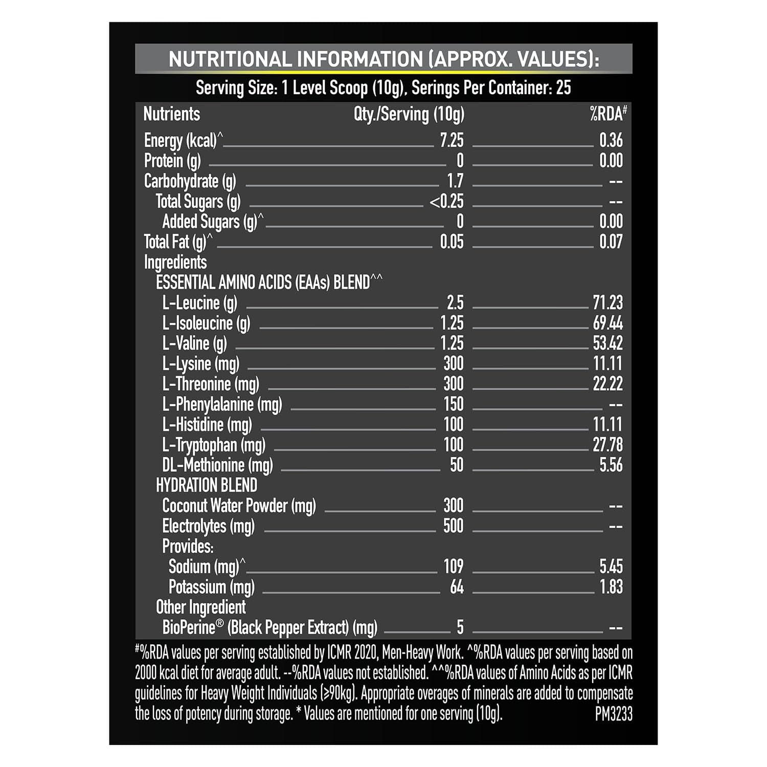 MuscleBlaze EAA 6000mg 250g Lemonade Flavor with 300mg Coconut Water and 500mg Electrolytes - image 4