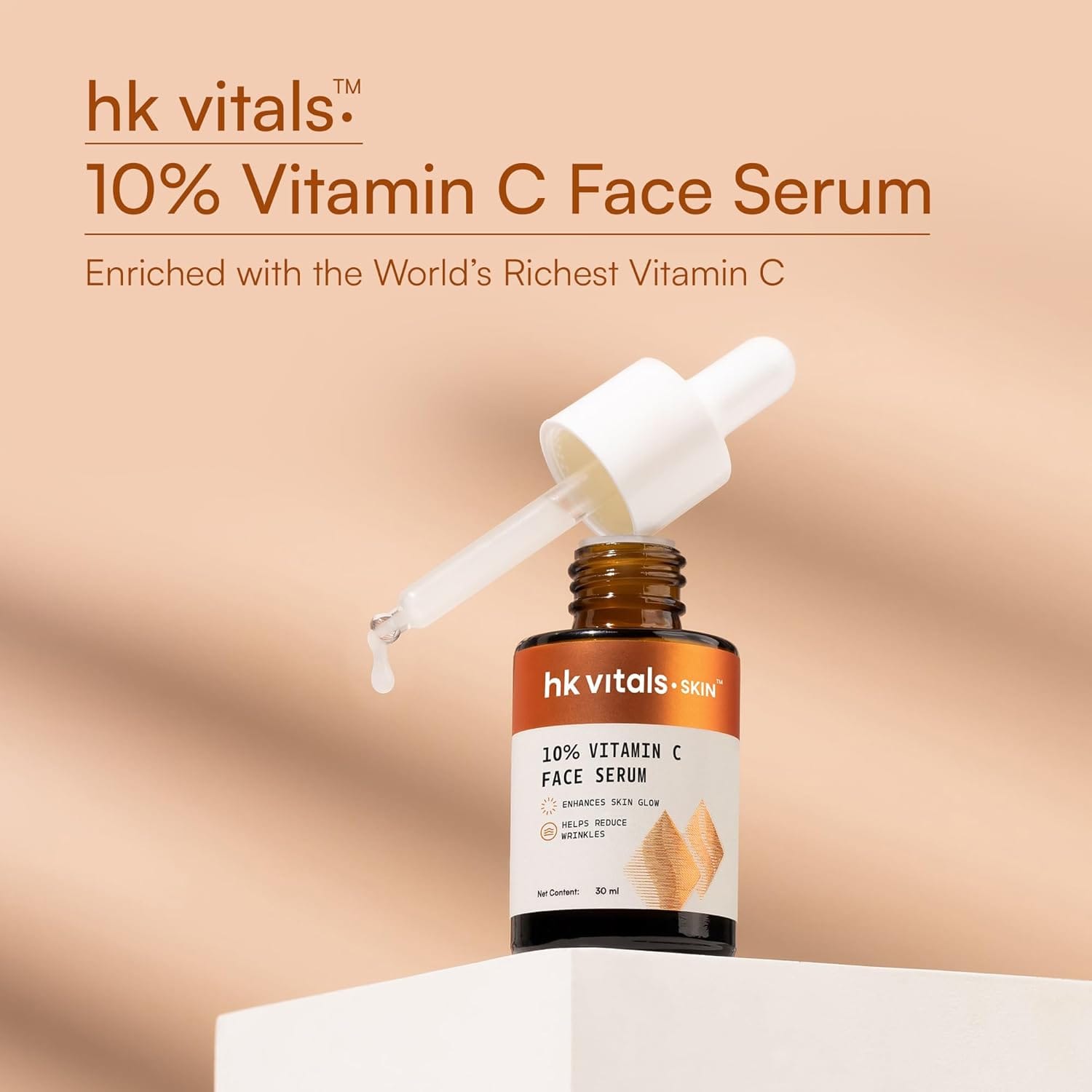 HK Vitals 10% Vitamin C Face Serum 30 ml | With Superox-C & 3-o-Ethyl Ascorbic Acid | Brightens Skin, Evens Out Skin Tone, Reduces Wrinkles - image 3