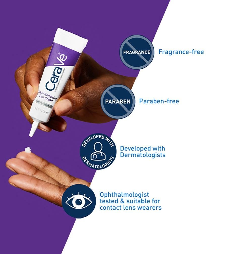 CeraVe Skin Renewing Eye Cream -14.2g | Anti-Aging with Peptides, Caffeine & Niacinamide – For Wrinkles, Dark Circles & Puffiness - image 3