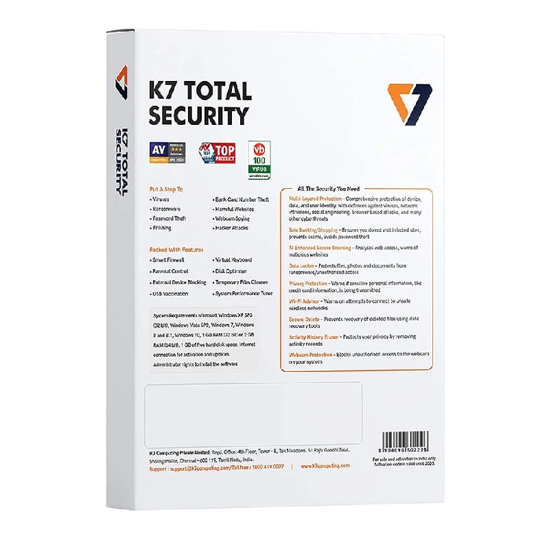 K7 Total Security 1PC 1Year | Advanced Ransomware Protection | Ai Based Enhanced Technology | Antivirus Software - image 5