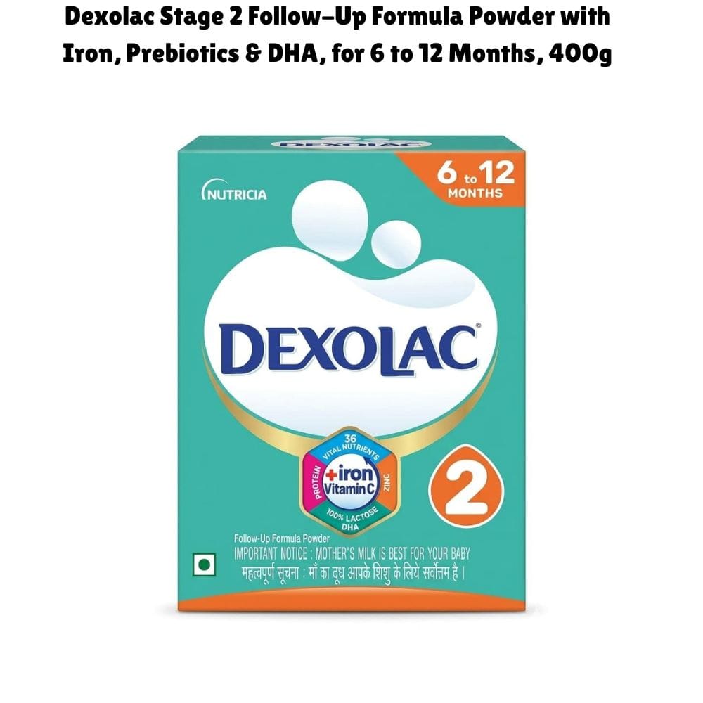 Dexolac Stage 2 Follow-Up Formula Milk Powder 400g For Babies 6-12 Months | DHA, Iron & Prebiotics | Infant Formula | Baby Milk Powder | 36 Vital Nutrients | 100% Lactose - image 2