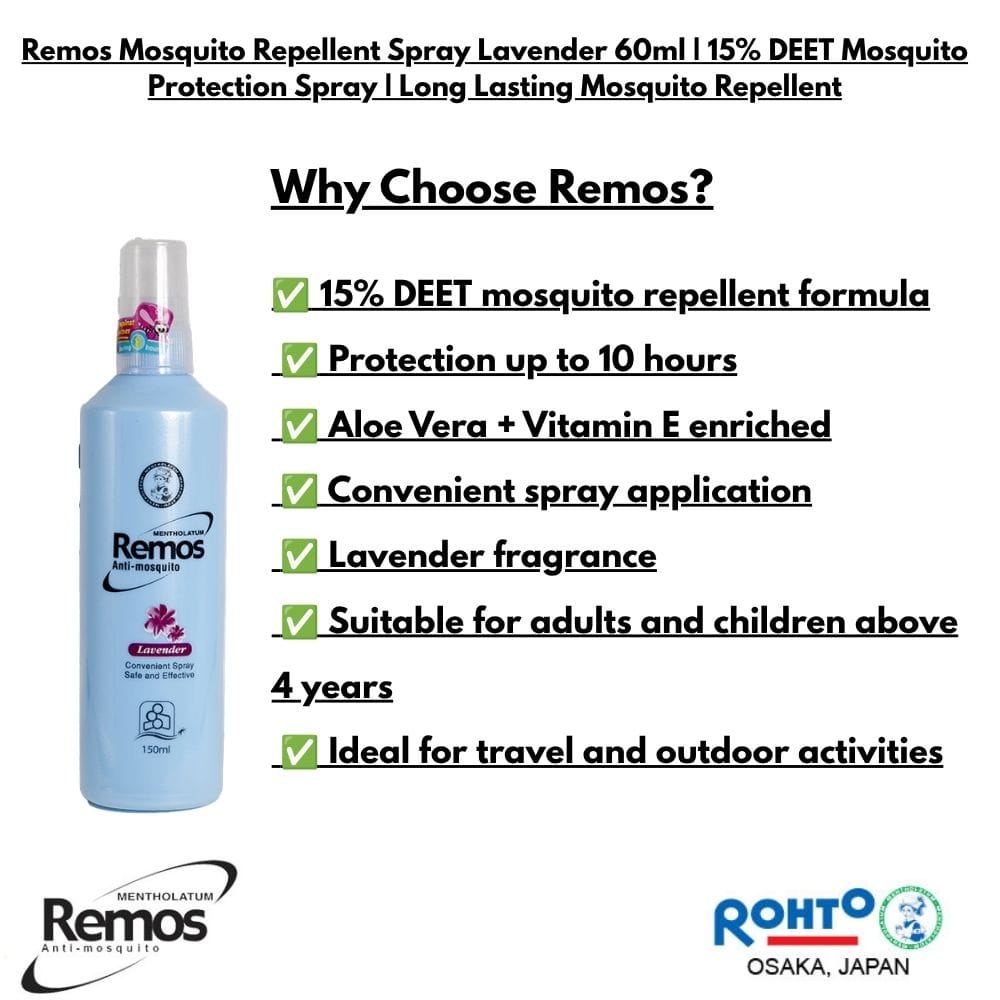 Remos Mosquito Repellent Spray Lavender 60ml ( Pack Of Three ) | 15% DEET Mosquito Protection Spray | Long Lasting Mosquito Repellent | Pack Of 3 - image 3