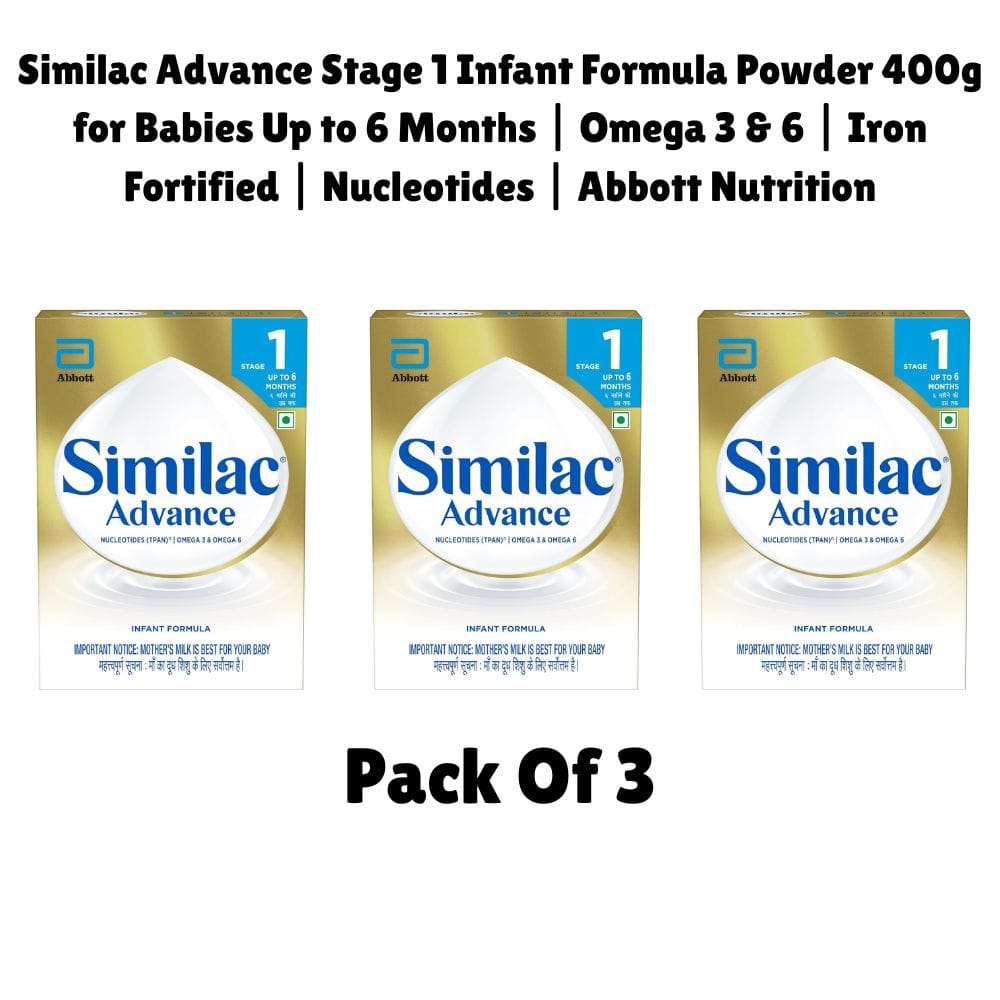 Similac Advance Stage 1 Infant Formula Powder 400g For Babies Up To 6 Months ( Combo Offer Pack 3Pcs * 400g ) | Omega 3 & 6 | Iron Fortified | Nucleotides | Abbott Nutrition - image 1