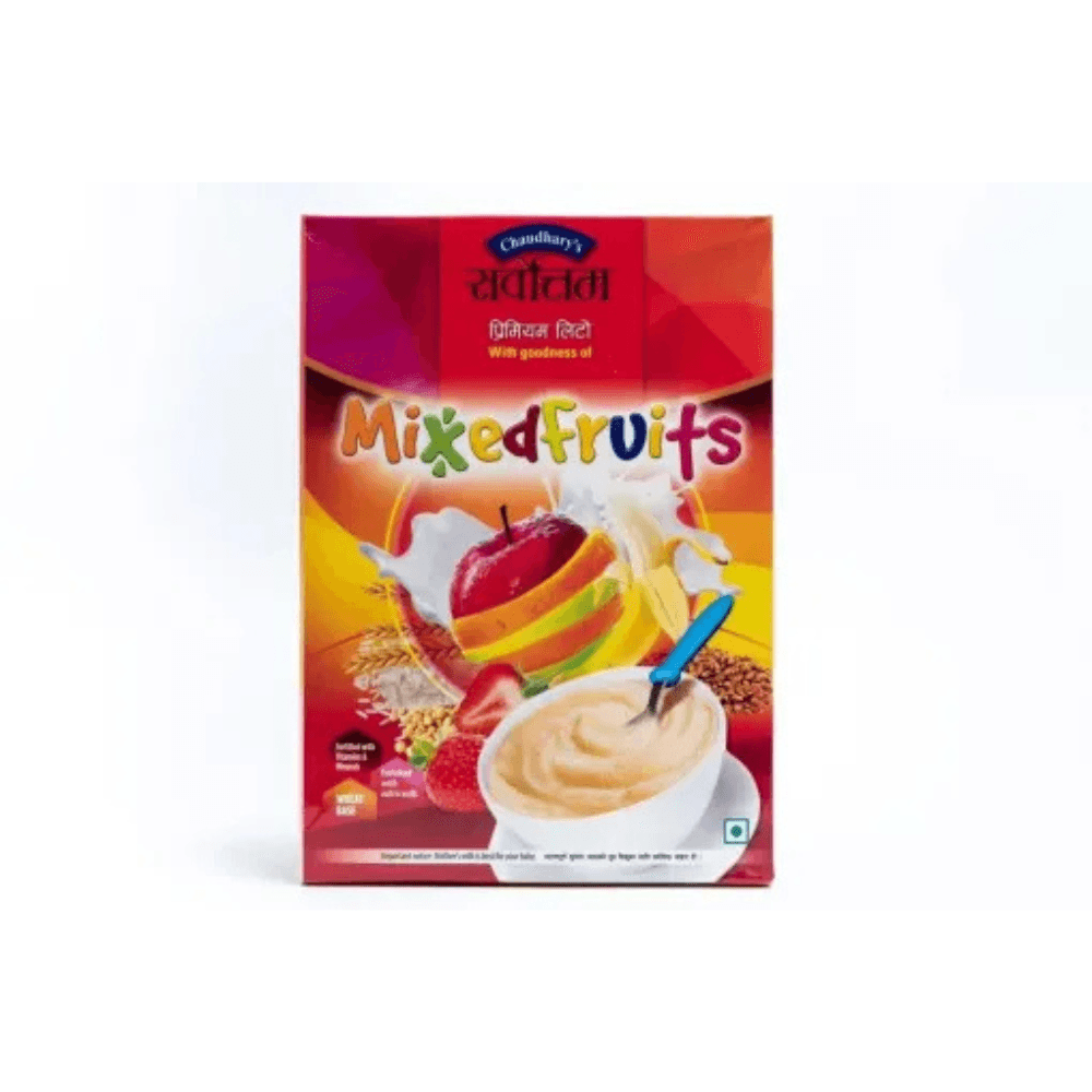 Sarbottam Mixed Fruit Lito 400g ( Pack Of 12 + 1 Pc Free ) – Baby Weaning Cereal For 6+ Months, Protein & Calcium Rich Nutrition For Growth & Brain Development, Pre-Cooked Roasted Grain Powder, Easy To Digest | Sarbottam - image 2