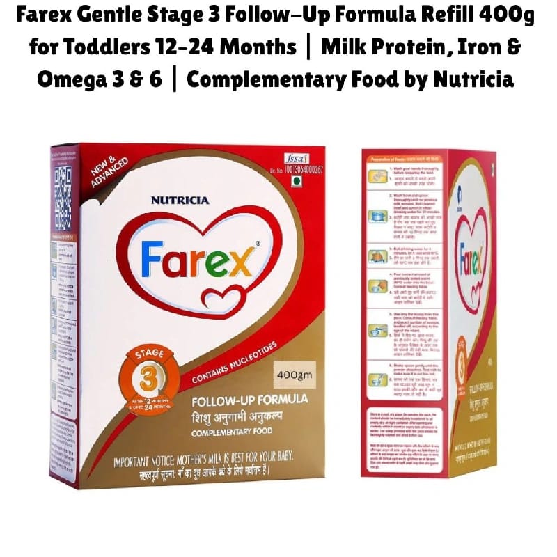 Farex Gentle Stage 3 Follow-Up Formula Refill 400g For Toddlers 12–24 Months ( Combo Offer Pack Of 3 * 400g ) | Milk Protein, Iron & Omega 3 & 6 | Complementary Food By Nutricia - image 4