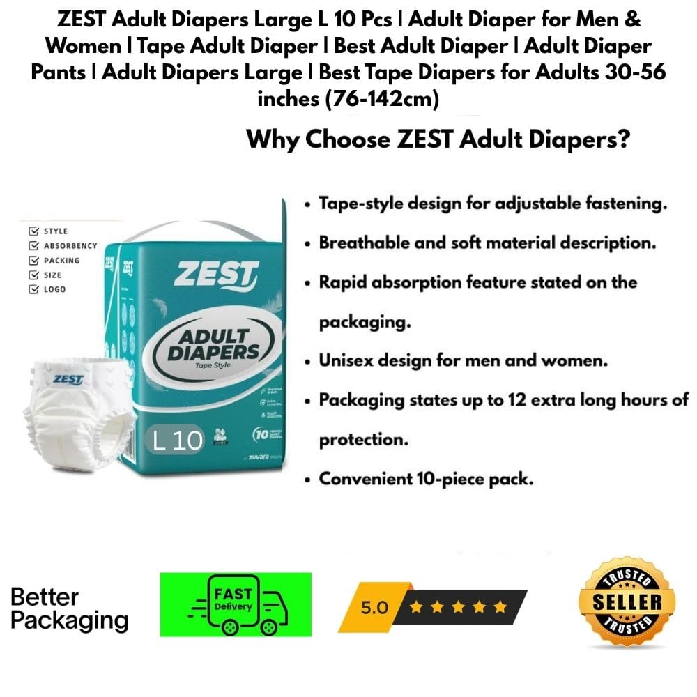 Adult Diapers | Adult Diaper | Adult Diaper For Men | Adult Diaper For Women | Tape Adult Diaper | Best Adult Diaper | Adult Diaper Pants | Adult Diapers Large | Best Tape Diapers For Adults | 30-56 Inches ( 76-142cm) - image 4