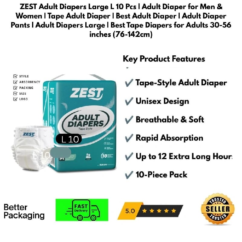 Adult Diapers | Adult Diaper | Adult Diaper For Men | Adult Diaper For Women | Tape Adult Diaper | Best Adult Diaper | Adult Diaper Pants | Adult Diapers Large | Best Tape Diapers For Adults | 30-56 Inches ( 76-142cm) - image 5