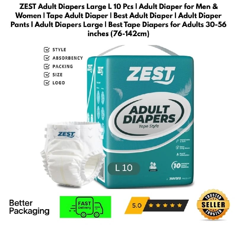 Adult Diapers | Adult Diaper | Adult Diaper For Men | Adult Diaper For Women | Tape Adult Diaper | Best Adult Diaper | Adult Diaper Pants | Adult Diapers Large | Best Tape Diapers For Adults | 30-56 Inches ( 76-142cm) - image 1