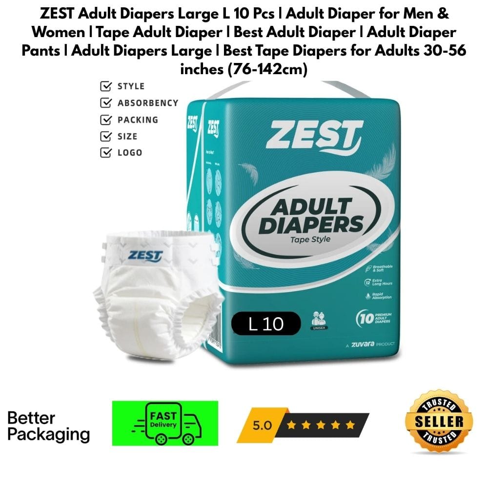 Adult Diapers | Adult Diaper | Adult Diaper For Men | Adult Diaper For Women | Tape Adult Diaper | Best Adult Diaper | Adult Diaper Pants | Adult Diapers Large | Best Tape Diapers For Adults | 30-56 Inches ( 76-142cm) - image 2