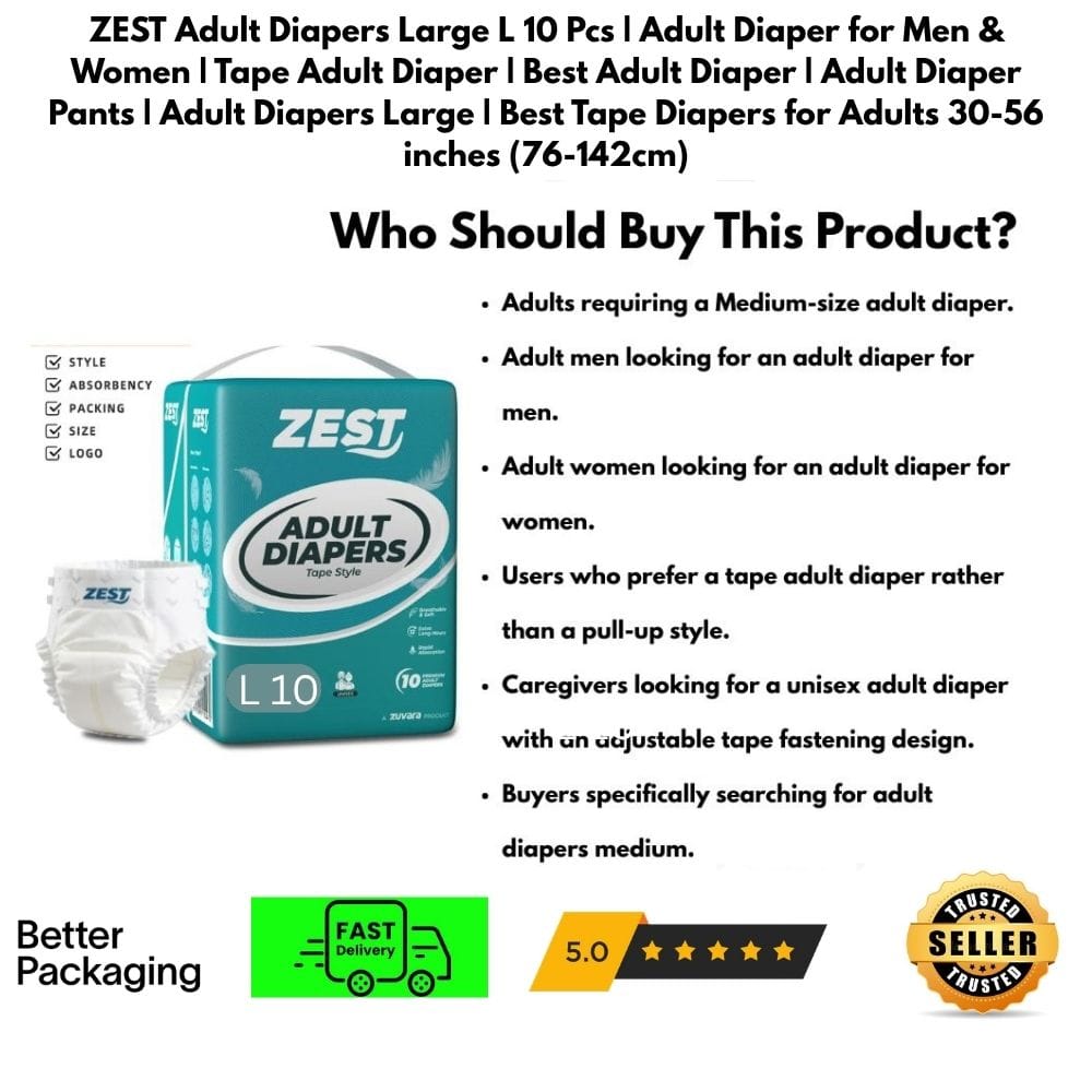 Adult Diapers | Adult Diaper | Adult Diaper For Men | Adult Diaper For Women | Tape Adult Diaper | Best Adult Diaper | Adult Diaper Pants | Adult Diapers Large | Best Tape Diapers For Adults | 30-56 Inches ( 76-142cm) - image 3