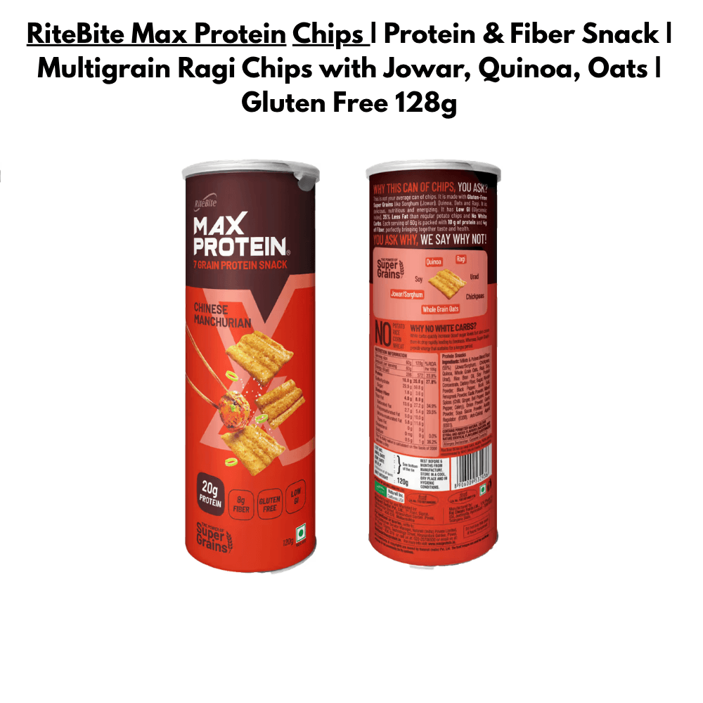 RiteBite Max Protein Chips Chinese Manchurian 128g ( Pack Of 3 ) | 20g Protein, 8g Fibre, Low GI & Gluten Free Multigrain Snack - image 4