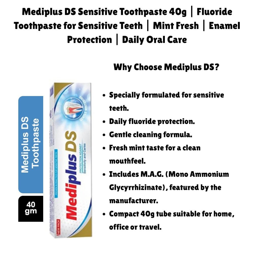 Mediplus DS Sensitive Toothpaste 40g ( Pack Of 2 ) | Fluoride Toothpaste For Sensitive Teeth | Mint Fresh | Enamel Protection | Daily Oral Care - image 4