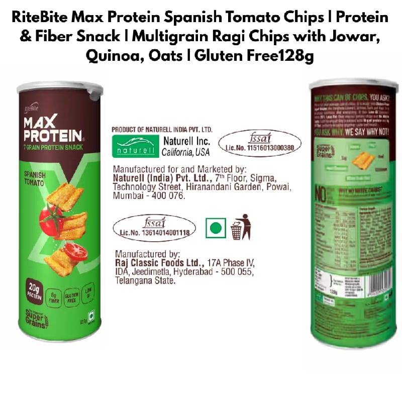 RiteBite Max Protein Chips 5 Flavour Combo Pack 128g X 5 | Peri Peri, Spanish Tomato, Cream & Onion, Chinese Manchurian, Cheese & Jalapeno | Multigrain Protein Snacks - image 2