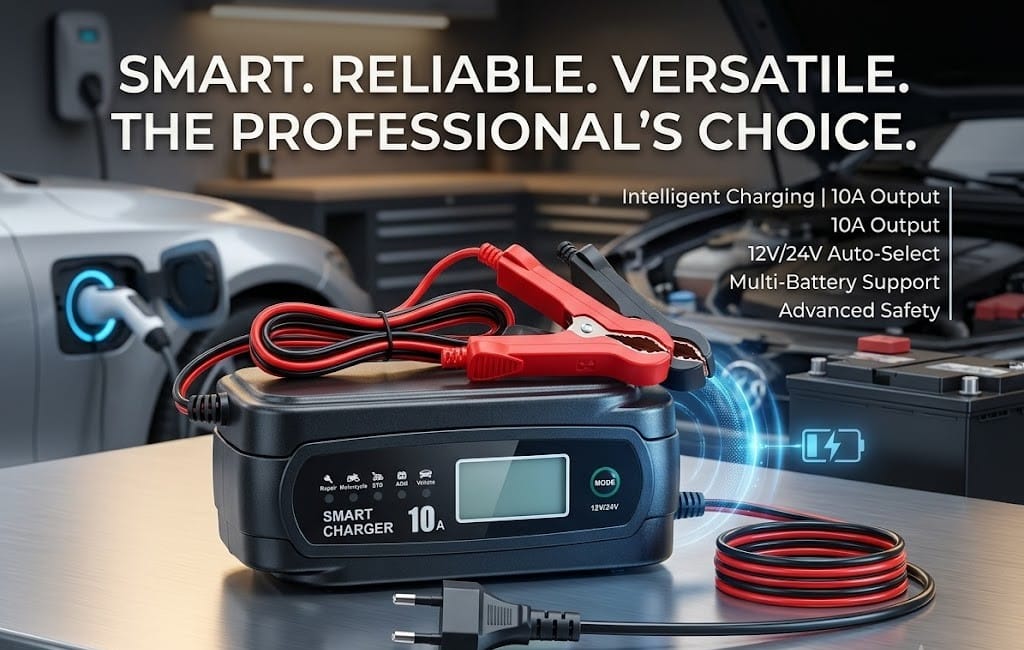 Smart Battery Charger | 12V/24V Pulse Repair | Fully Automatic Automotive Battery Maintainer Charger | For Car Motorcycle & Car| Lead-Acid Batteries | Intelligent Switching - 678917 - image 4
