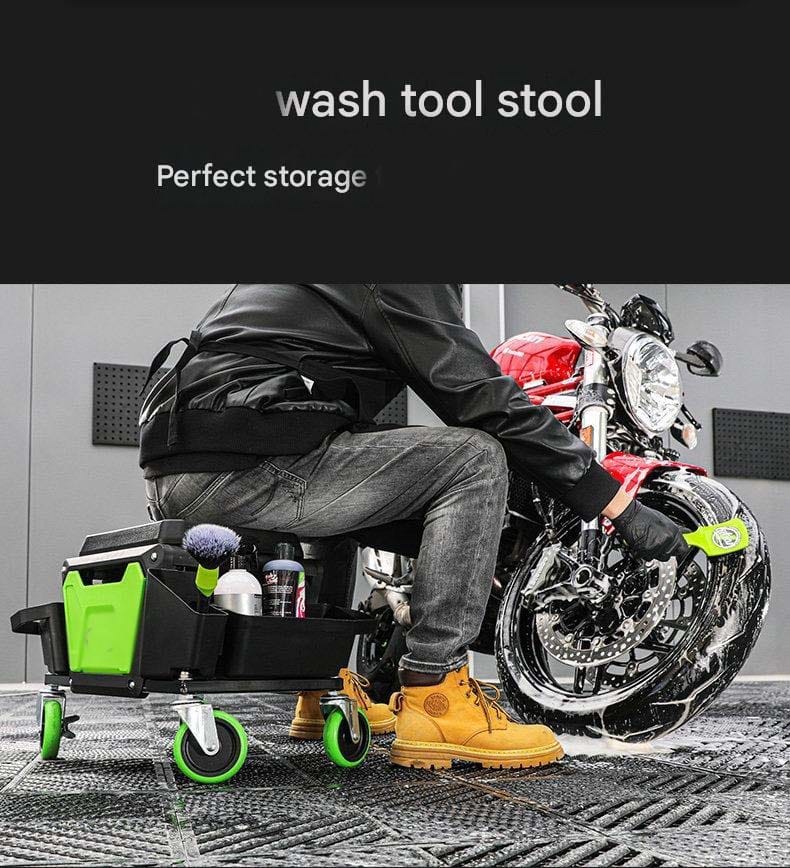 Rolling Car Storage Tray with seat | 360° Swivel Mechanic Stool | Lutian Heavy-Duty Garage Workshop Seat with Tool Organizer & Soft Cushion - 100302 - image 2