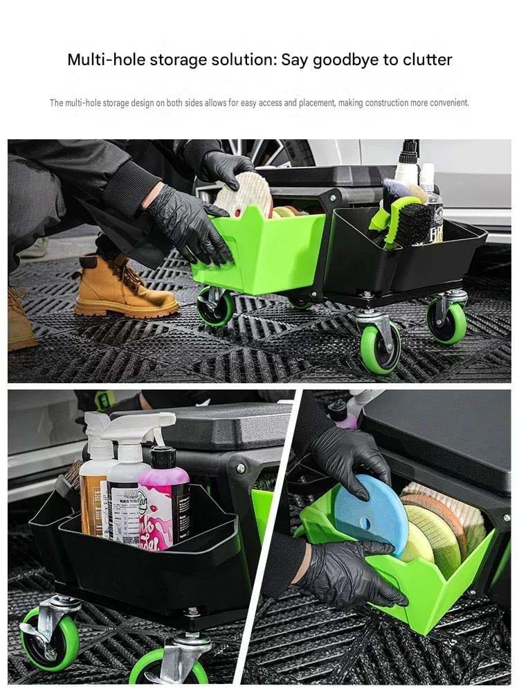 Rolling Car Storage Tray with seat | 360° Swivel Mechanic Stool | Lutian Heavy-Duty Garage Workshop Seat with Tool Organizer & Soft Cushion - 100302 - image 4