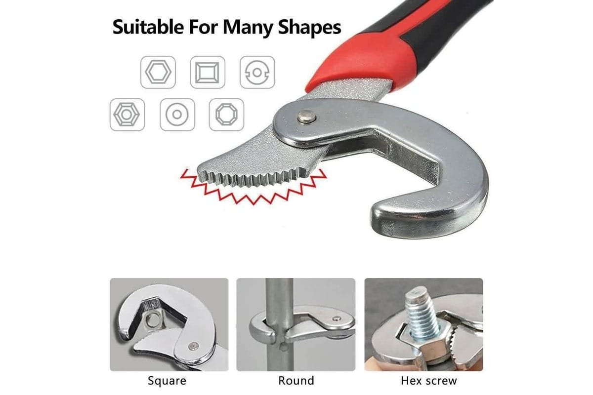 Double Head Multi-Function Quick Adjustable Wrench Spanner | Universal Self-Adjusting Dual End Wrench | Grip Lock Tool for Hex Nuts, Pipes, Plumbing, Automotive Repair, Home Maintenance - 52236 - image 3