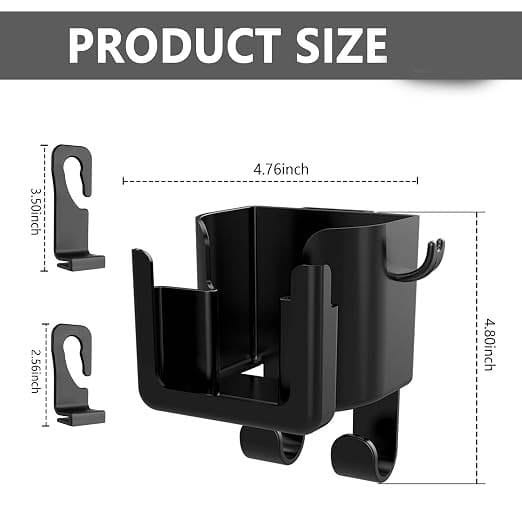 3-in-1 Car Cup Holder, Phone Holder & Headrest Hook | Multifunctional Back Seat Organizer with Cup Holder, Purse Hook & Mobile Stand | Universal Car Interior Storage Accessory - 052239 - image 2