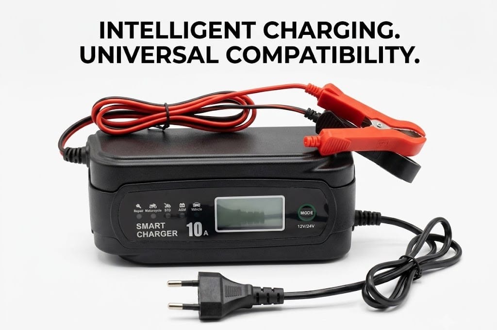 Smart Battery Charger | 12V/24V Pulse Repair | Fully Automatic Automotive Battery Maintainer Charger | For Car Motorcycle & Car| Lead-Acid Batteries | Intelligent Switching - 678917 - image 3