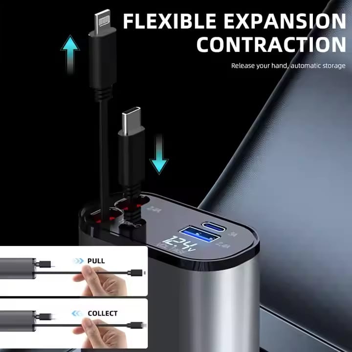 Car Charger 4in1 car charger Cables 4in 1 fast Car phone Charger | Super Fast Charge 120 W - 052036 - image 3
