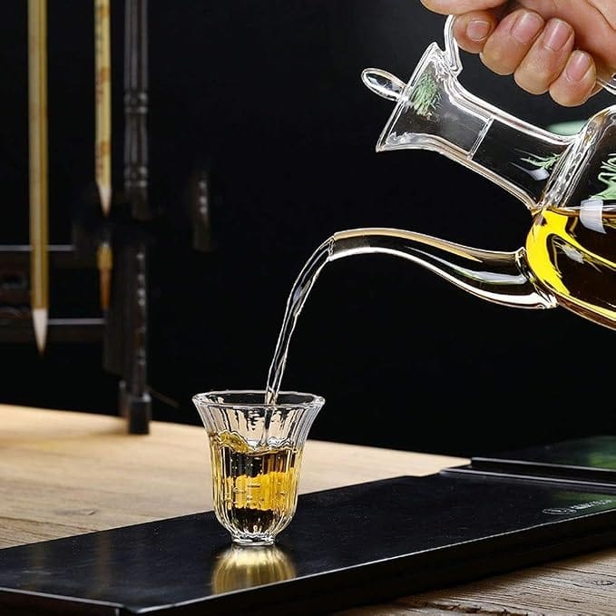 Borosilicate Glass Tea pot with Glass Handle | Heat Resistant Transparent Coffee Pot | Creative Vintage Water, Milk & Tea Pouring Pot for Home and Office | - image 4