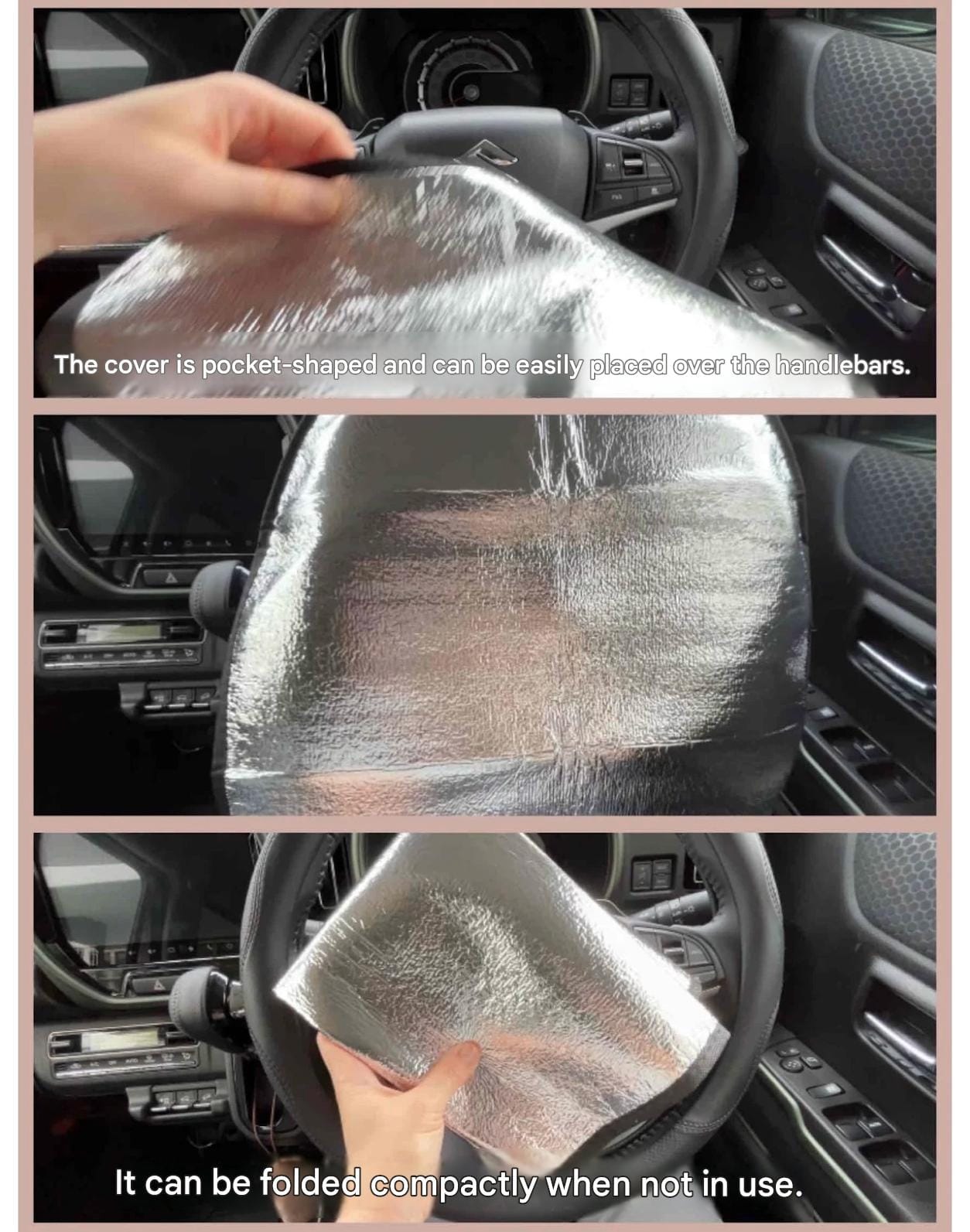 Universal Car Steering Wheel Sunshade Cover | Heat-Resistant Steering Wheel Protector 44*50cm | Foldable UV Reflective Sun Shield for Cars, SUVs, Trucks & Vans - 052257 - image 4
