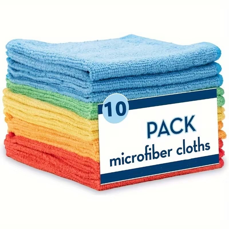 10 PCS Microfiber Cleaning Cloth Set 30×30cm | Ultra-Absorbent Lint-Free & Streak-Free Reusable Cleaning Towels | Multi-Color Cloths for Kitchen, Home, Car Detailing, Glass & Electronics - 052288 - image 1